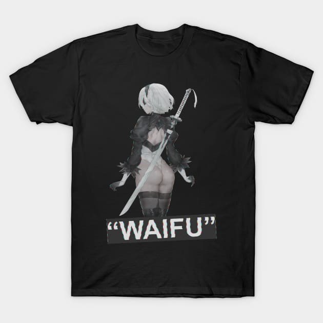 Glitch Nier 2b Waifu T-Shirt by cocorf